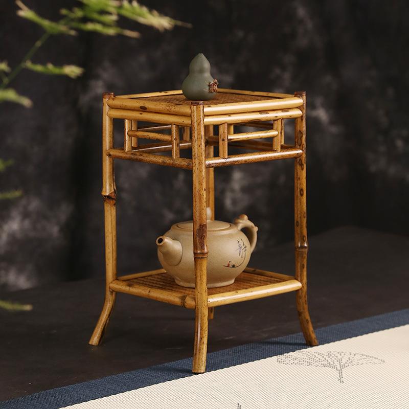 紫竹梅鹿竹兰花架菖蒲微盆景架茶台小博古架竹茶棚茶架茶具置物架