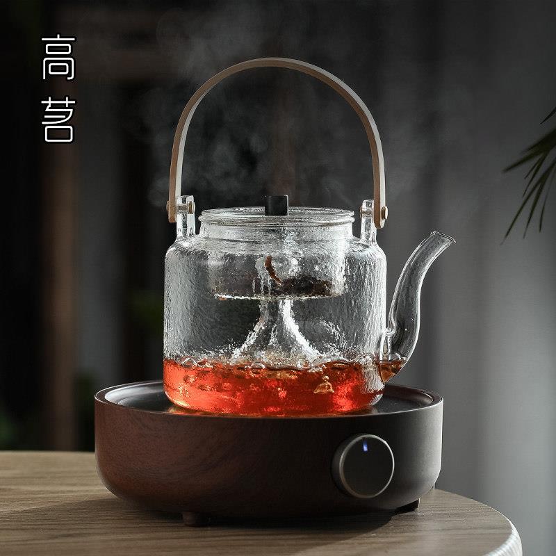 玻璃蒸汽茶壶电陶炉专用煮茶器套装烧水壶红茶泡茶茶水分离提梁壶