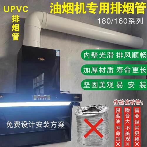 UPVC排风管180mm配件 油烟机软管换硬管弯头转接头