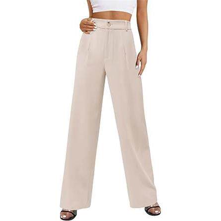 Wide leg high waist pants with straight leg and