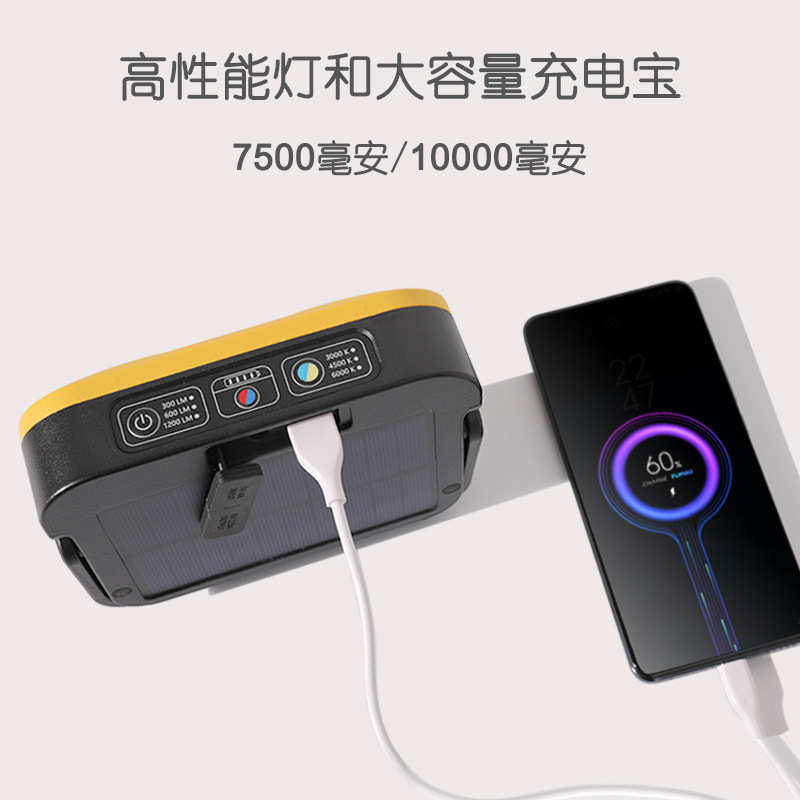 供应户外LED太阳能露营灯充电照明营地灯便携式多功能应急灯