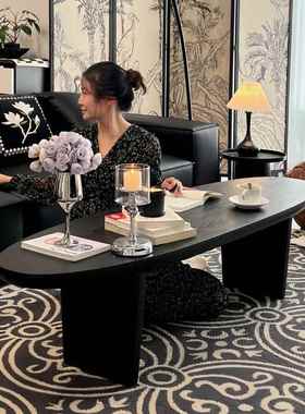 EFZ诧寂风黑色实几木约茶几简家用设古计师款小茶台中民宿原木茶