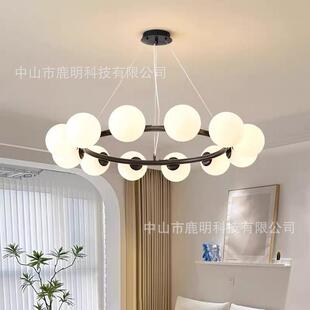 法式 饰 奶油风魔豆吊灯中古简约客厅卧室现代风别墅大厅主灯餐厅装