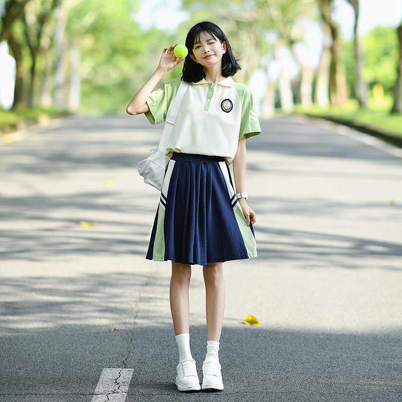 正品式初中生班服夏季袖学出院风短t恤套装小学生运动会校服开幕