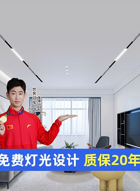 黄铜磁吸轨道灯设计组合套餐客厅卧室无主灯照明嵌入式led无边框