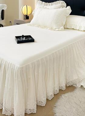 床?蕾丝公主裙式件欧式花遮边落地床单带裙Fh($p@v$边单丑下摆床