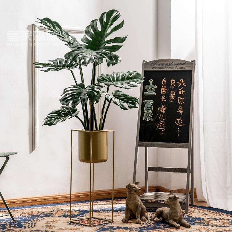 北欧isn风仿真树龟背竹假树仿生绿植物盆栽客厅室内手感胶布摆件