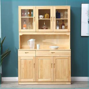 松木餐边柜茶水柜实木家用碗柜酒柜储物柜厨房客厅橱柜客厅餐边柜