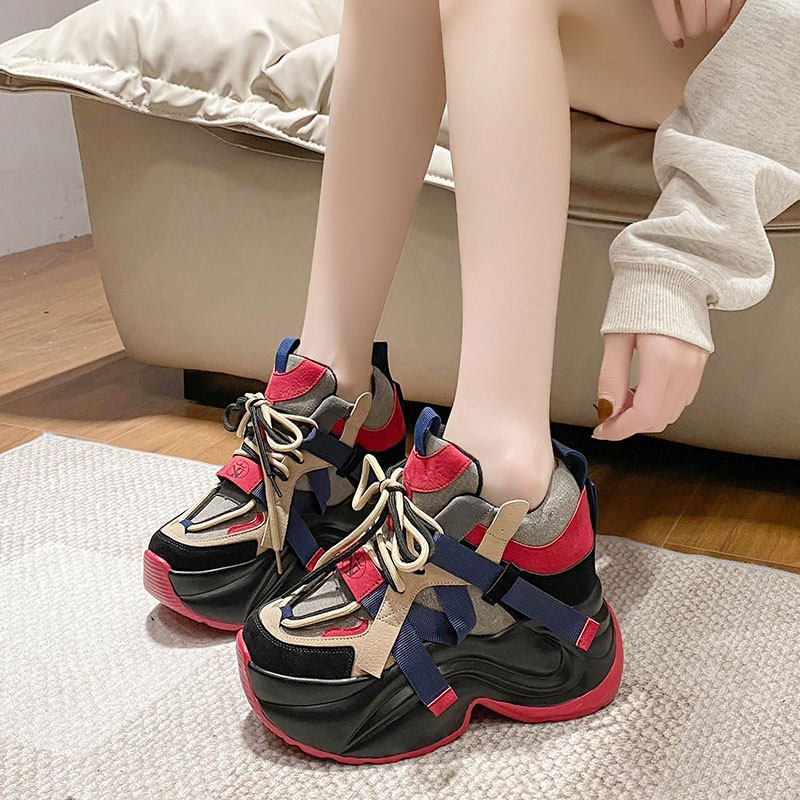 2025春季新款10cm内增高女鞋厚底透气老爹鞋女百搭高跟运动休闲鞋,女鞋,老爹鞋,淘宝优惠券,粉丝福利购,淘宝优惠卷