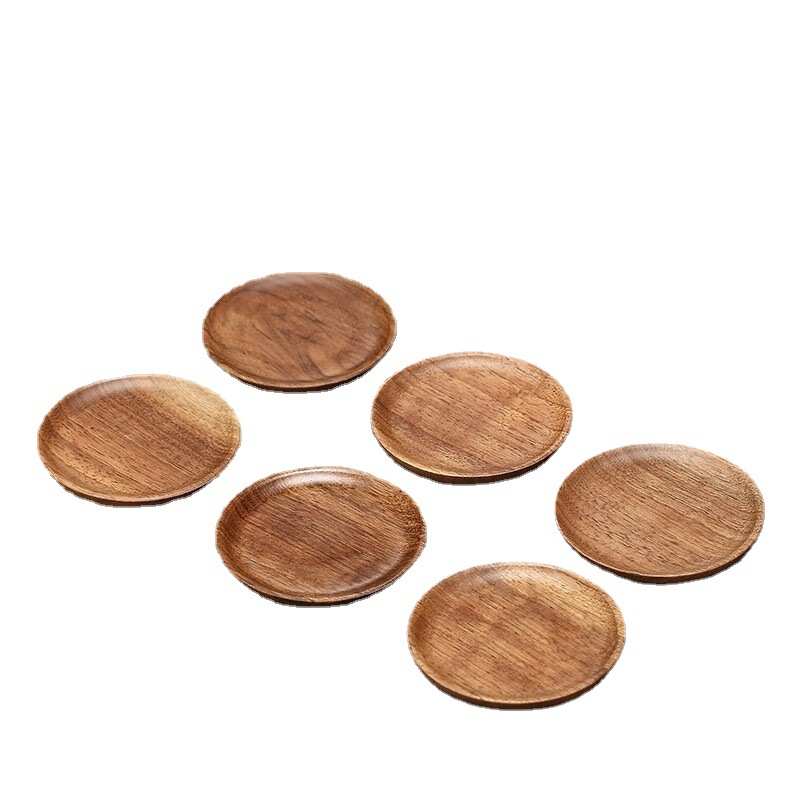 黑胡桃实木茶道零配茶杯托组创意功夫茶具用品配件防烫隔热垫子