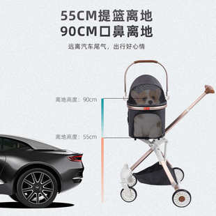高景观宠物推车玫瑰金狗推车分离式 时尚 小型犬猫咪寵物車批发