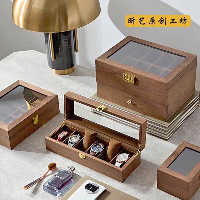 手表收纳盒多位多格木质复古简约腕表收藏盒手串核桃文玩收纳盒
