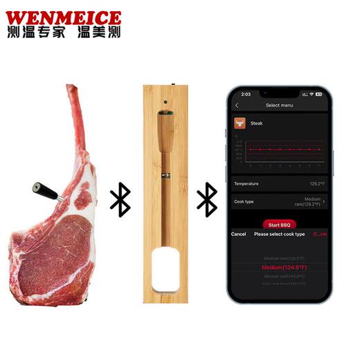 跨境智能无线蓝牙烧烤烤肉温度计 中继手机APP烤箱肉类食品温度计