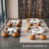 轻奢酒店大堂休息区沙发会客区桌椅美容院商务接待休闲区沙发组合