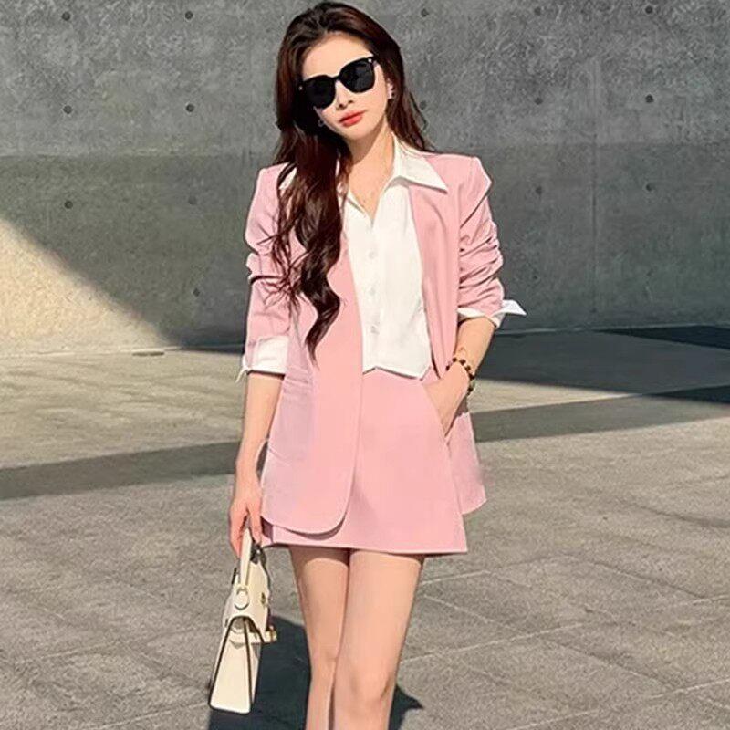 法国Rouje Moaks小香风西装套装女洋派西服外套半身裙短裙两件套