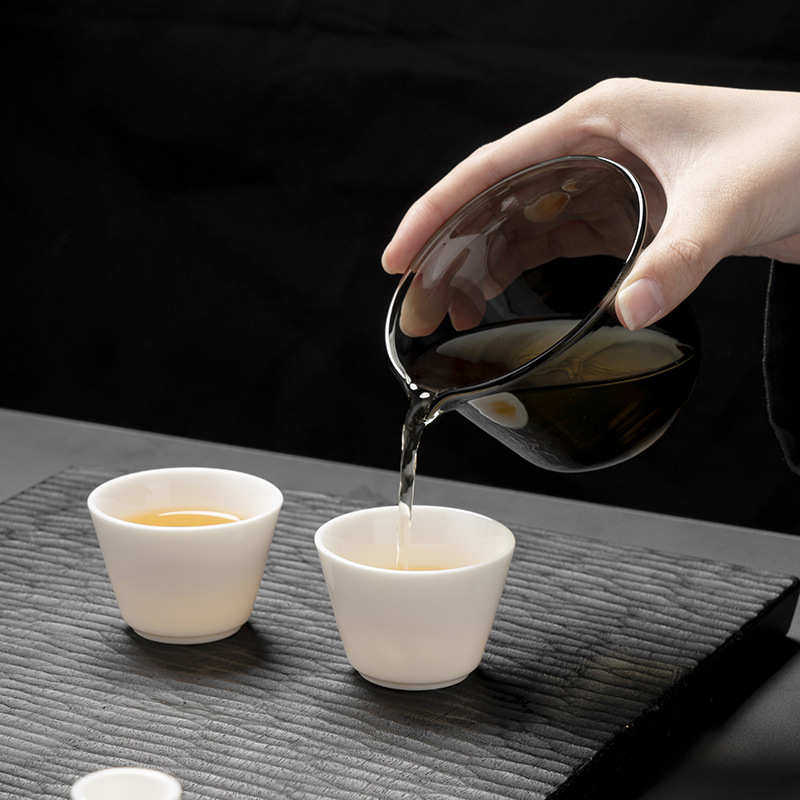喝茶瓷茶杯羊脂玉两杯杯快白瓷一壶户外茶具客旅行便携式盖碗露营