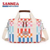 三能新款 条纹加厚保温包大容量手提斜跨妈咪包背奶包保冷冰包