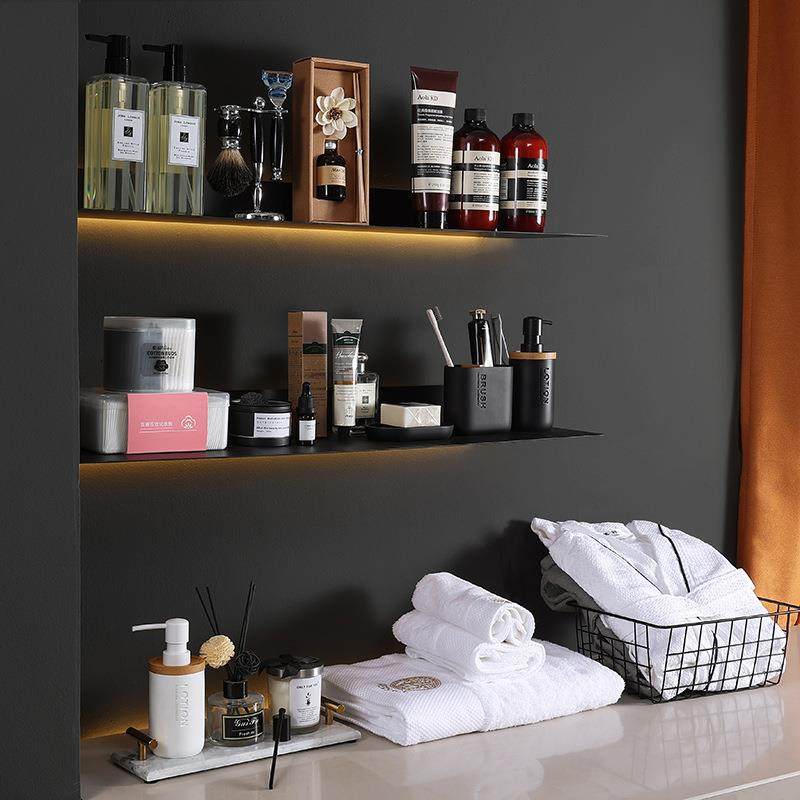 约现代简卫生间液层架柜组合饰品摆件沐浴棉签长条托盘小493毛巾