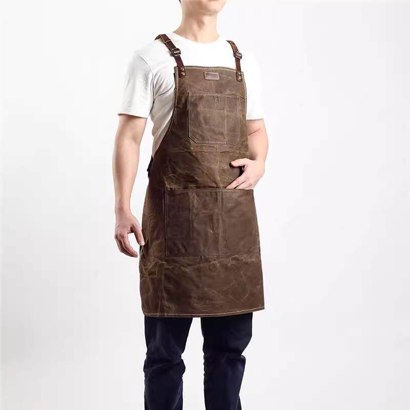 复古油蜡帆布围裙皮具手作手工匠人防水帆布工作服加厚背带工作服