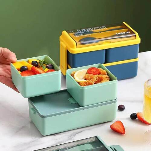 2 Layer Portable Leakproof Snack Lunch Bento Box Kid Student