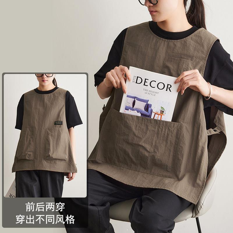 防泼水两穿罩衣餐饮超市美甲画画咖啡宠物店学校工服围裙厨房定制