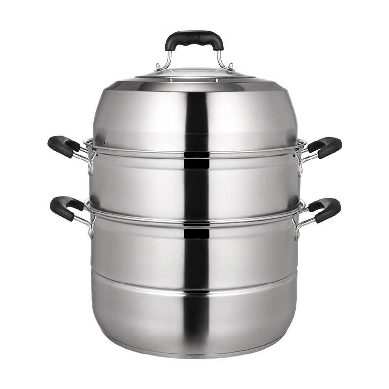 创宇思诺不锈钢蒸锅带三层蒸片加厚蒸汤锅大小号蒸笼厂家直销