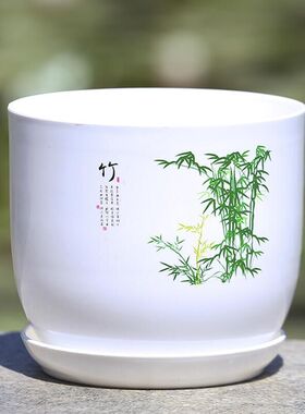 君子兰白瓷PP树脂盆栽花盆花瓶