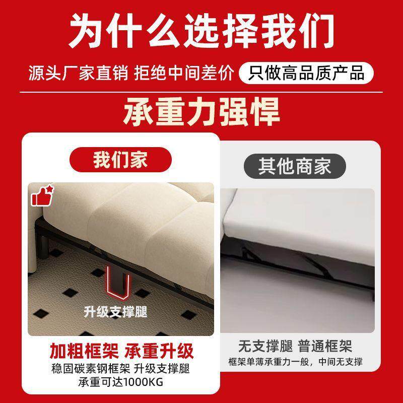 可折叠易沙发床113单人缩红泡芙抽拉伸多功能懒人休闲简布艺奶网