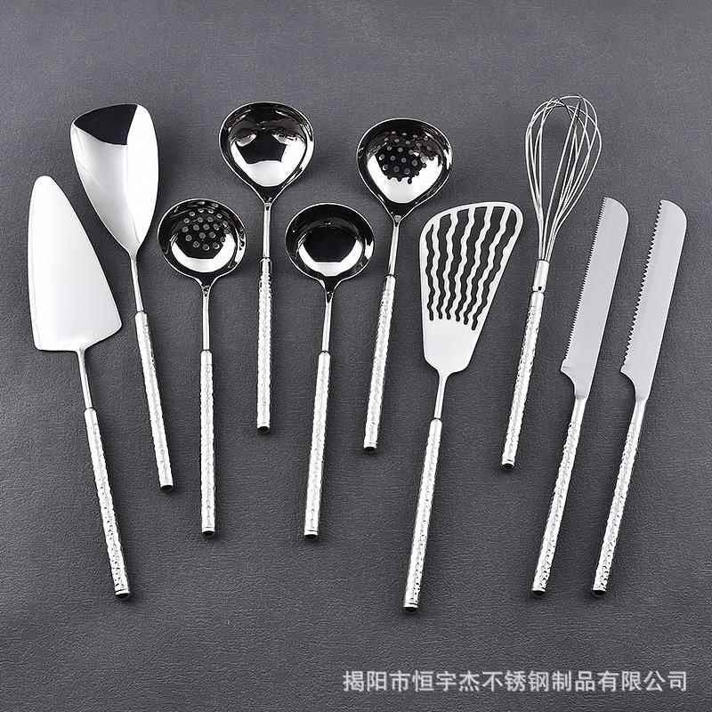 304不锈钢勺铲汤勺漏勺家用蛋糕刀加厚粥勺烹饪厨具打蛋器汤壳漏