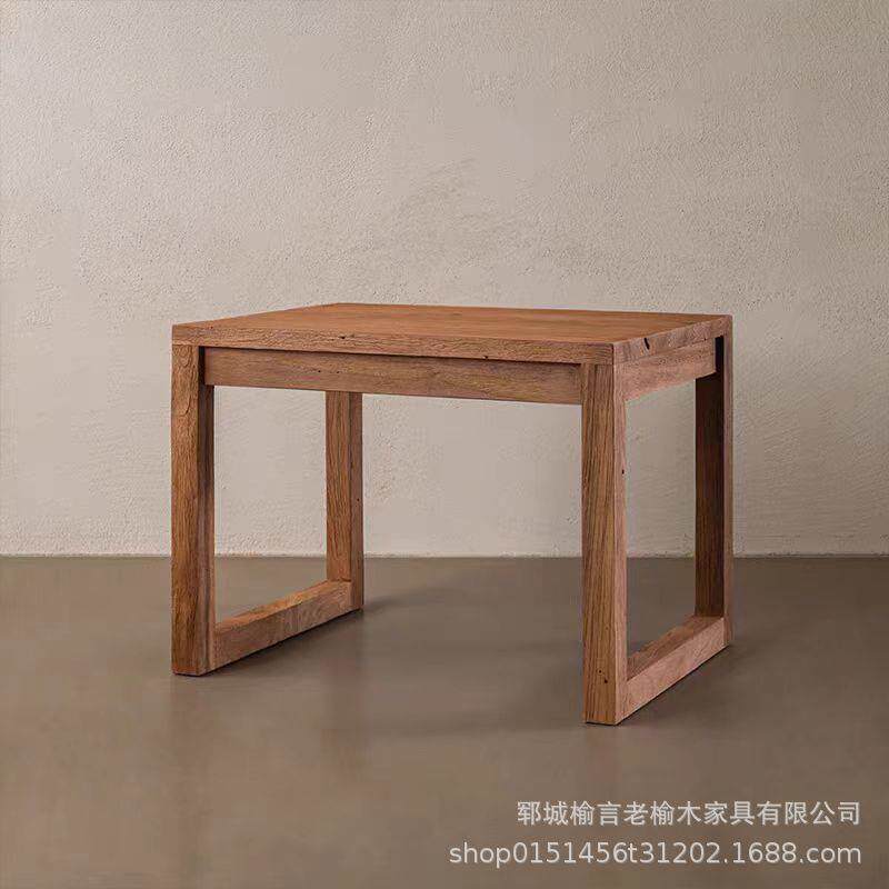 老榆木茶几客厅沙发旁边几民宿酒店小型茶台餐桌复古实木方形桌子