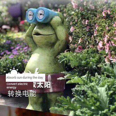 太阳能户外庭院花园装饰树脂工艺品可爱的青蛙饰品