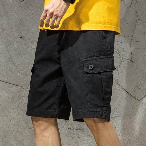 Baggy Summer Cargo Shorts For Men Short Pants Pocket Black