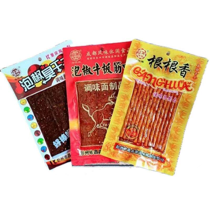 &港铧辣条臭干子根根香麻辣片泡椒牛板筋70g大包装特产怀旧零小吃