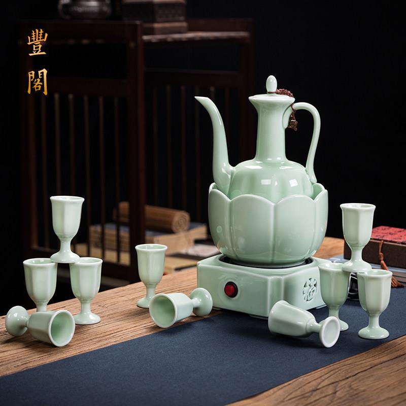 陶瓷温酒器烫酒壶家用黄酒加热酒器煮酒温酒壶恒温酒碗煮老酒套装