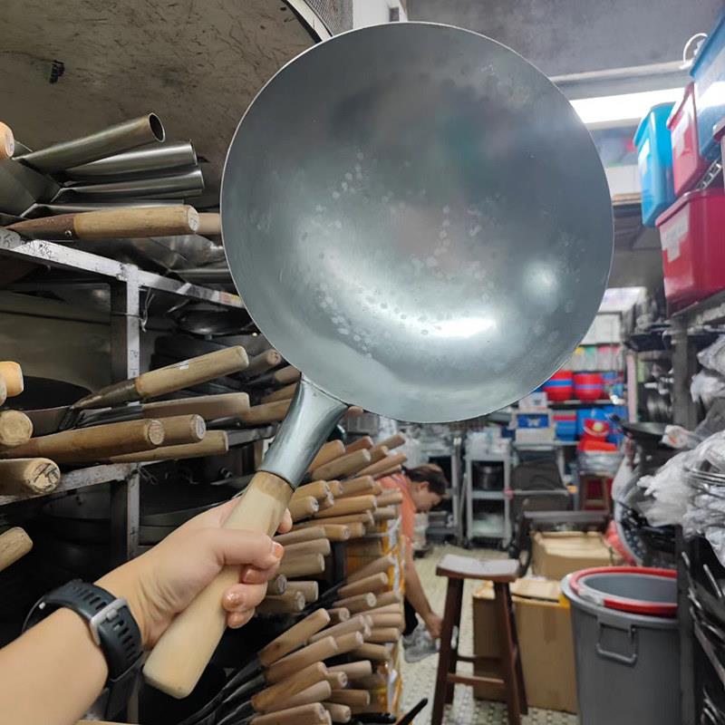 香港陈枝支记铁锅门店正品不沾锅熟铁锅手工炒锅家用圆底瓦斯炉适