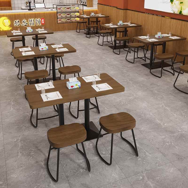 网实木红桌椅组合米粉麻辣烫螺蛳馆粉面饭店FTU餐饮商用桌小吃快