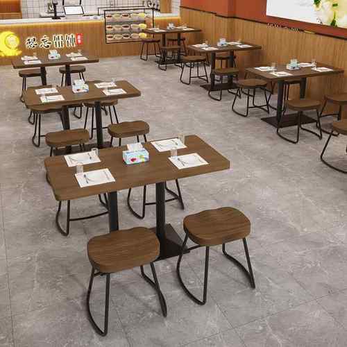 网实木红桌椅组合米粉麻辣烫螺蛳馆粉面饭店FTU餐饮商用桌小吃快