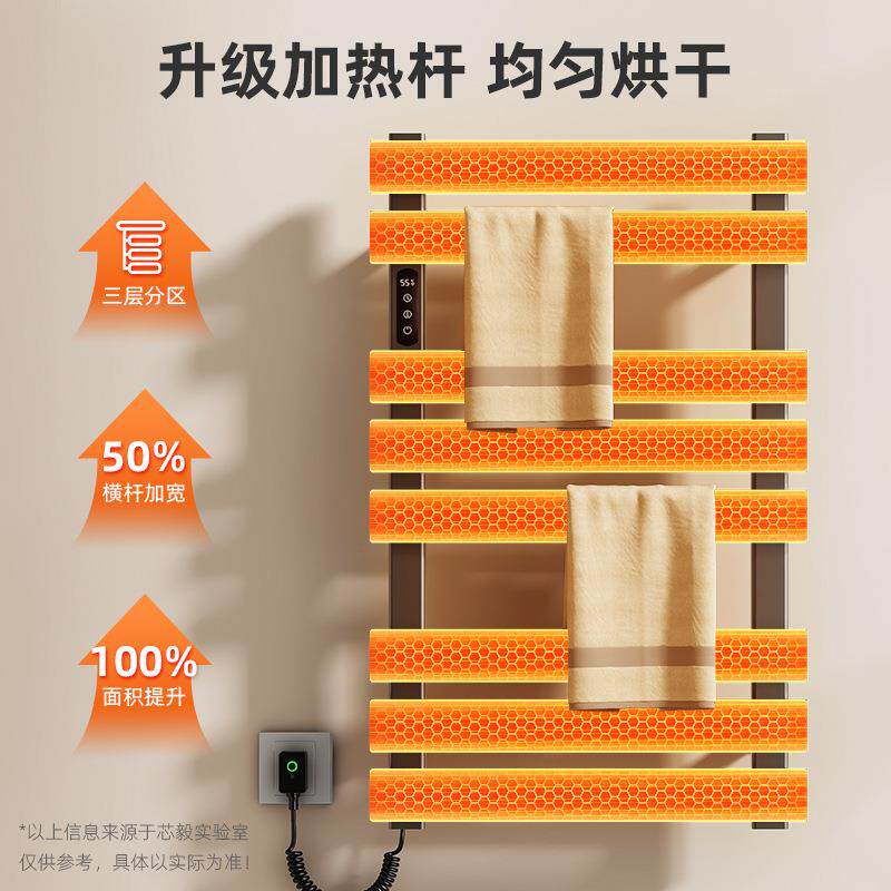 电热毛巾架浴室卫生间碳纤维加热毛巾杆智能恒温烘干置物架子R555