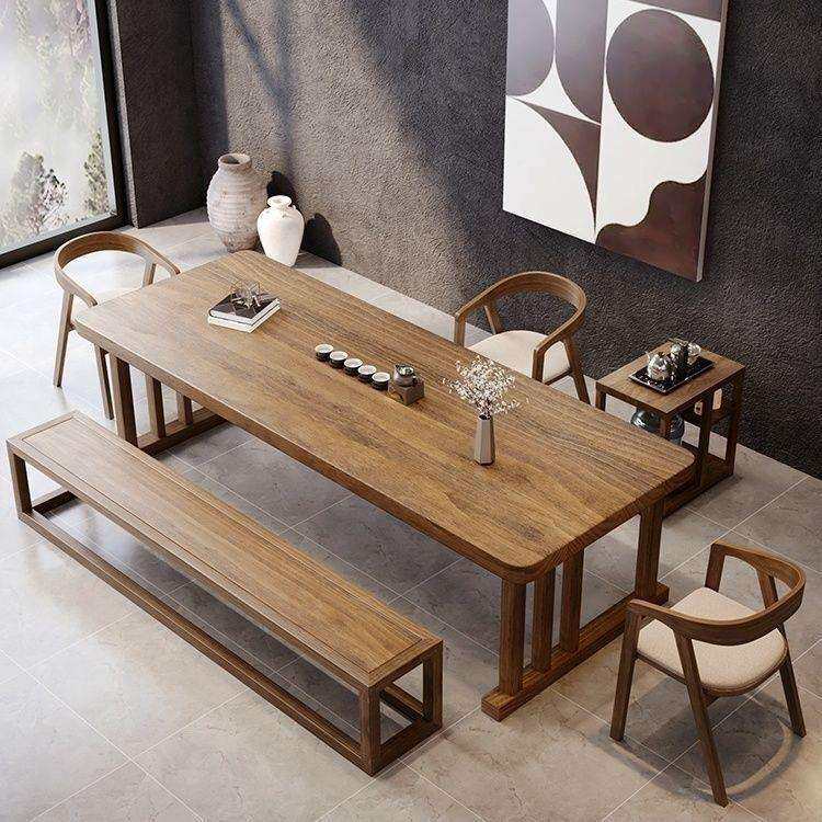 新中式椅办公禅意阳台功夫一体茶几复古茶桌一整套实木桌组合简约