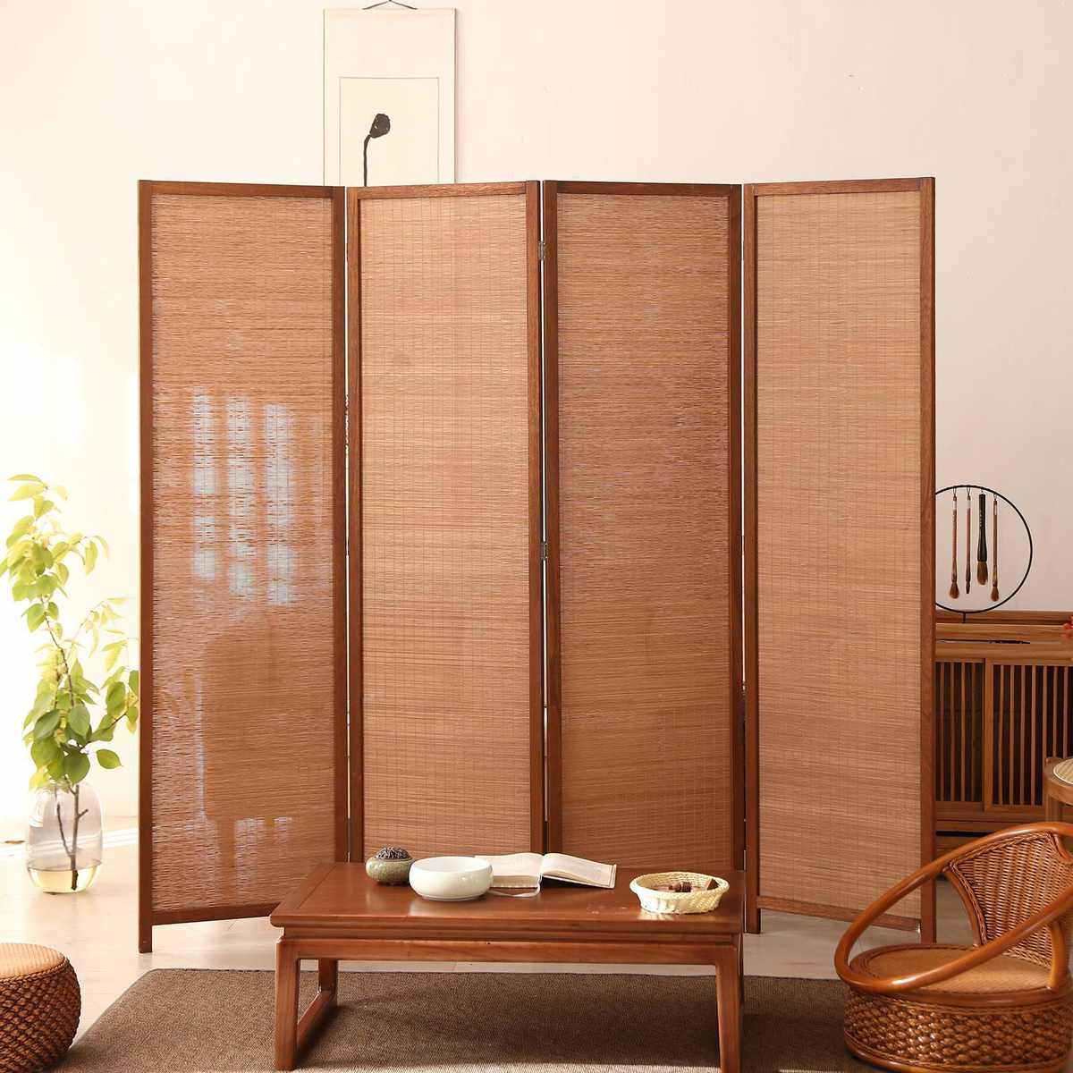 厂家桐木碳化楠竹丝现代简约办公家居酒店可移动折叠屏风隔断,住宅家具,庭院屏风,淘宝优惠券,粉丝福利购,淘宝优惠卷