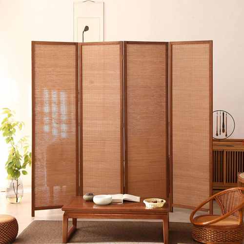 厂家桐木碳化楠竹丝现代简约办公家居酒店可移动折叠屏风隔断