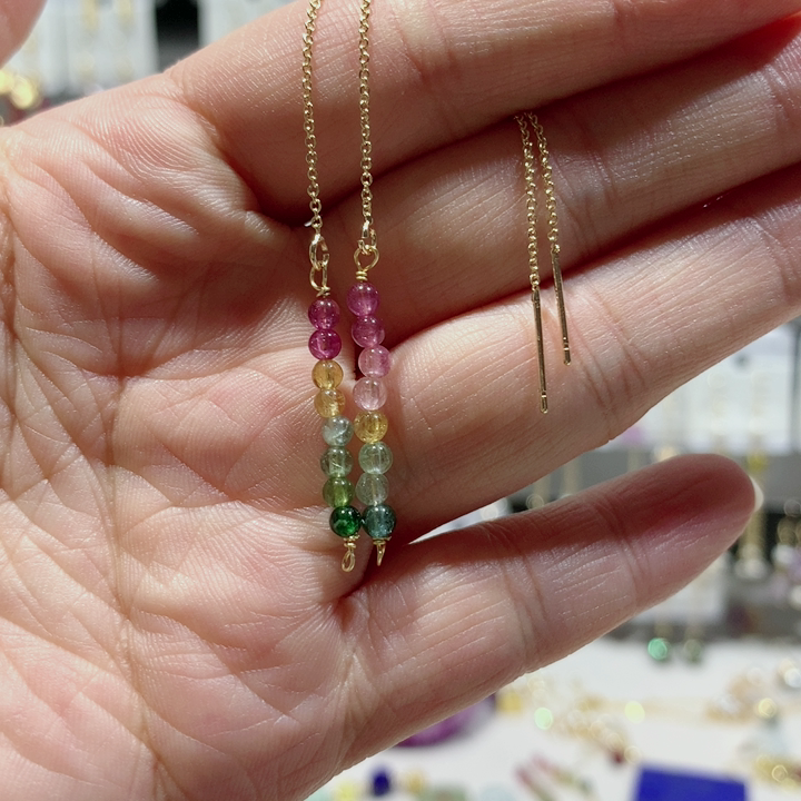 彩虹碧玺渐变耳线