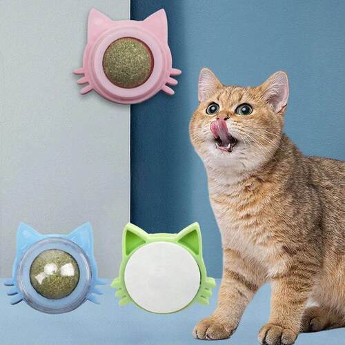 猫薄荷球玩具1件墙上安装旋转猫糖Lic