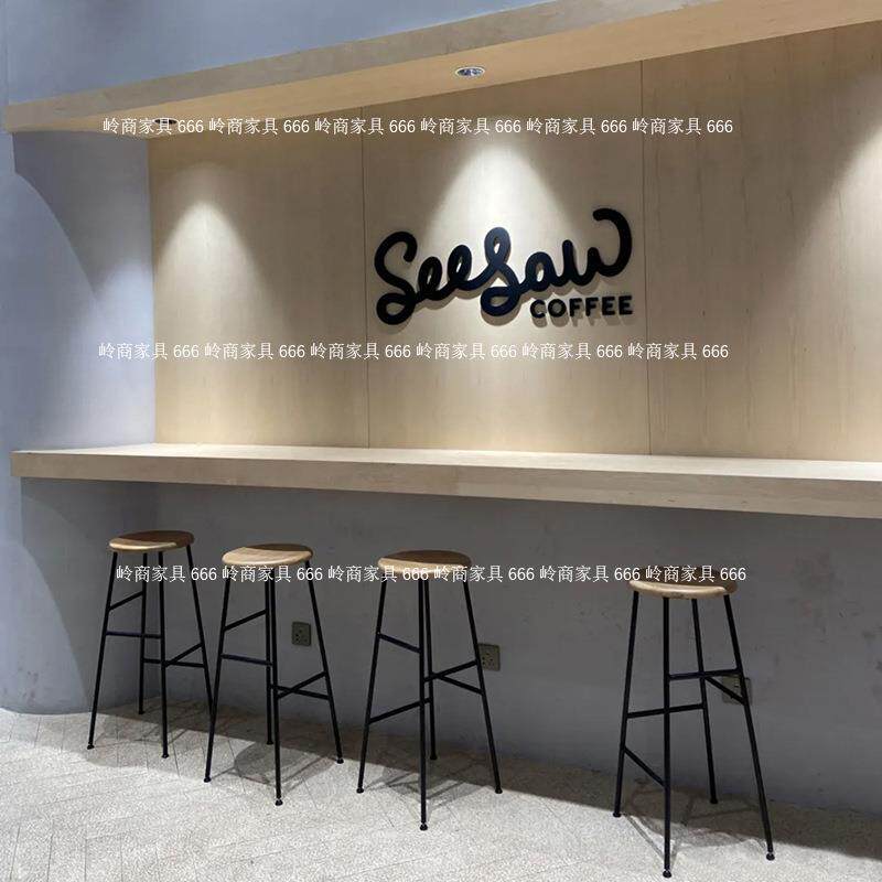 酒吧实木铁艺简约吧台高脚餐椅奶茶店咖啡厅前台休闲吧台椅商用椅