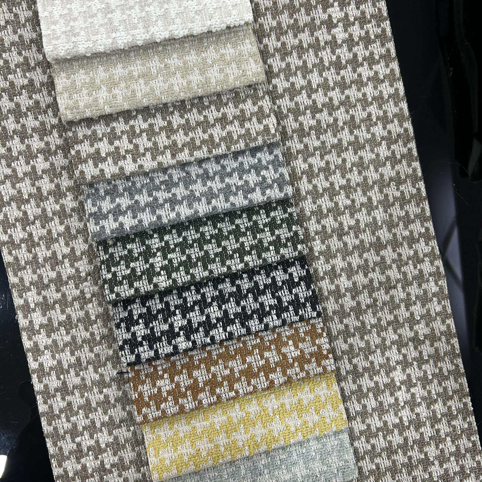 千鸟格羊毛圈圈圈绒纱线羊毛卷小千鸟格提花沙发布面料
