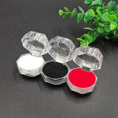 Clear plastic flip-top ring box, earring box, small pendant