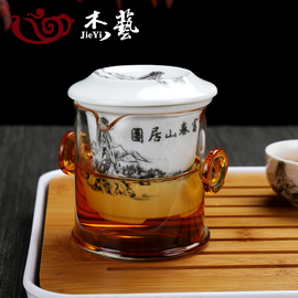 玻璃陶瓷泡 红茶茶具 耐热双耳玻璃红茶杯壶泡茶器 红茶哨子