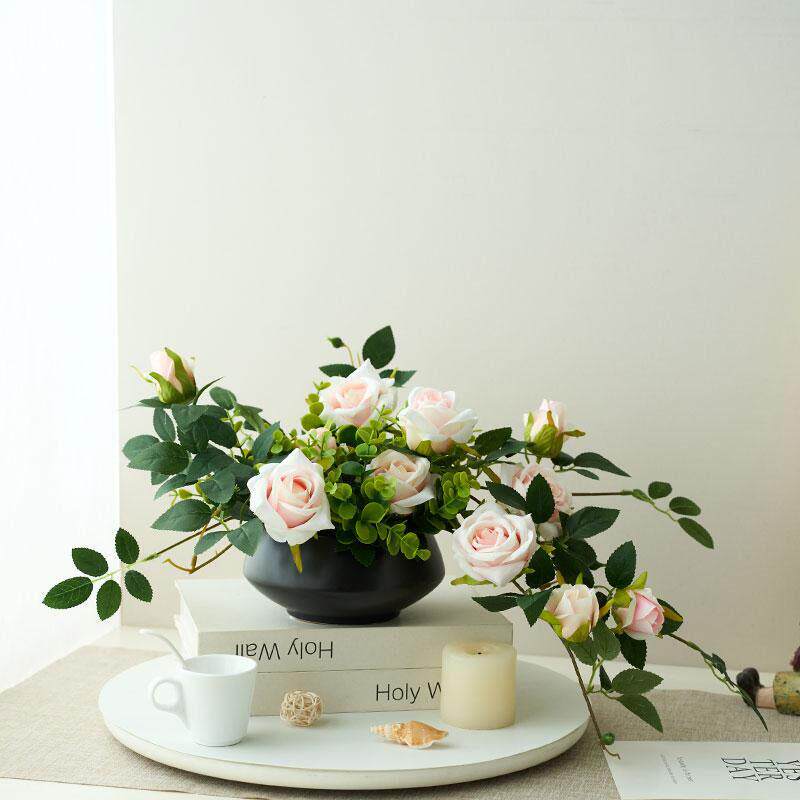 现代新中式彷真花假花绿植盆栽玫瑰花客厅餐桌玄关电视柜装饰摆件