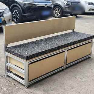 咖啡店桦木海洋板靠背长凳铝型材工业风商用奶茶店储物柜卡座沙发