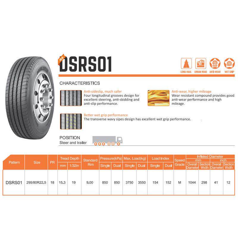 双星轮胎295/80R22.5真空轮胎DSRS01花纹汽车商用轮胎